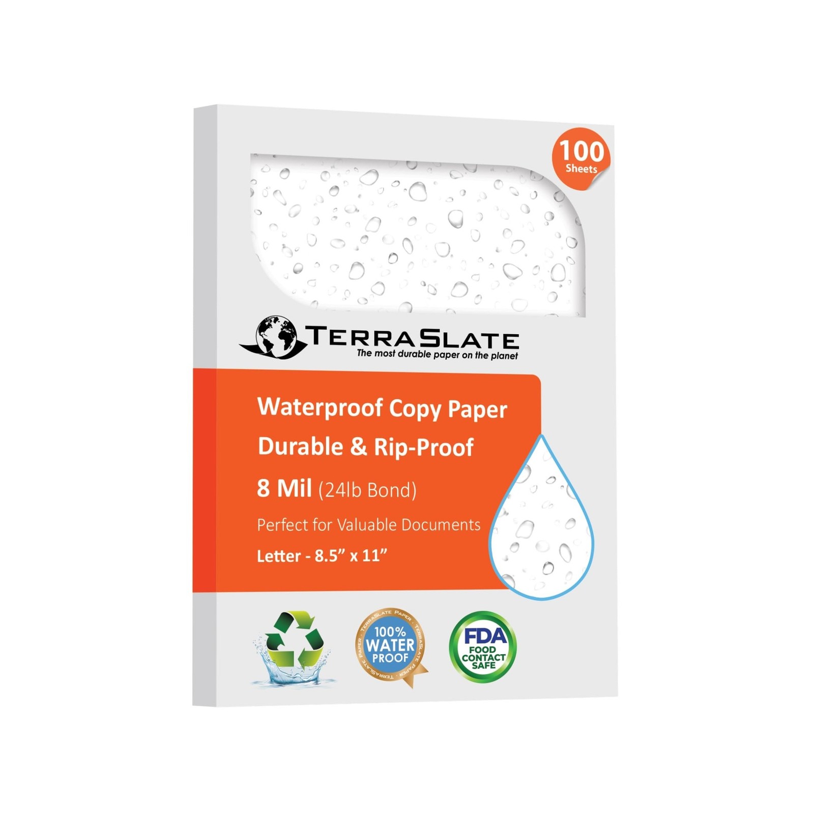 TerraSlate Premium Waterproof Printer Paper, 8 MIL 8.5 x 11 Inches, Durable &…