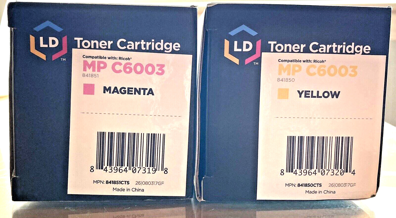 2 LD for Ricoh Savin Lanier 841850/4 MP C6003 Toner Cartridges Yellow Magenta