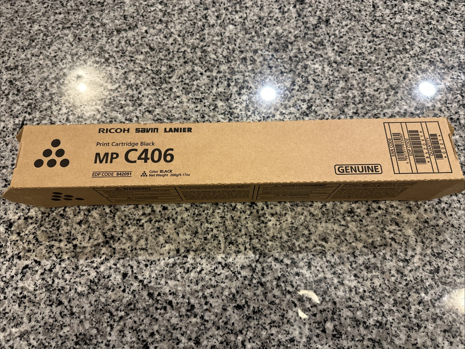NEW Genuine Ricoh MP C306/MP C307/MP C406 Black Toner Cartridge 842091 (QTY 1)