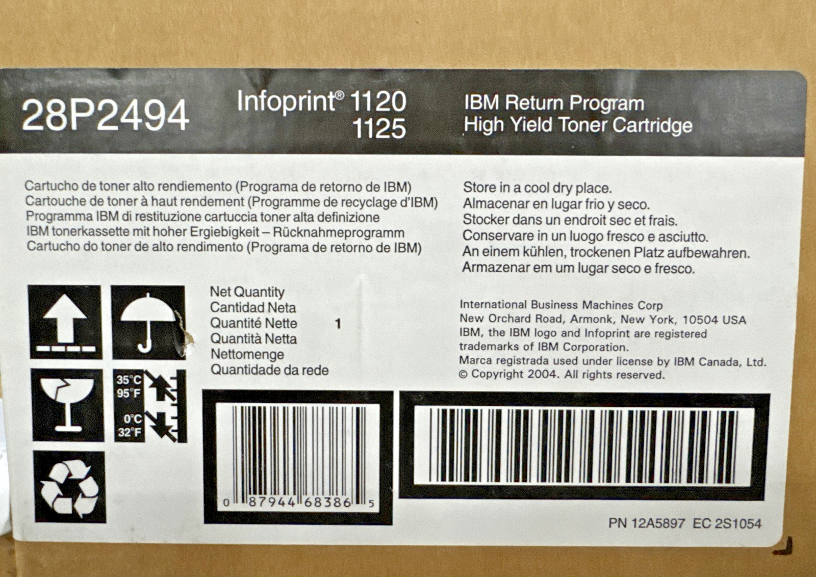 Infoprint IBM High Yield Black 28P2494 Toner Cartridge (20,000 Page Yield)
