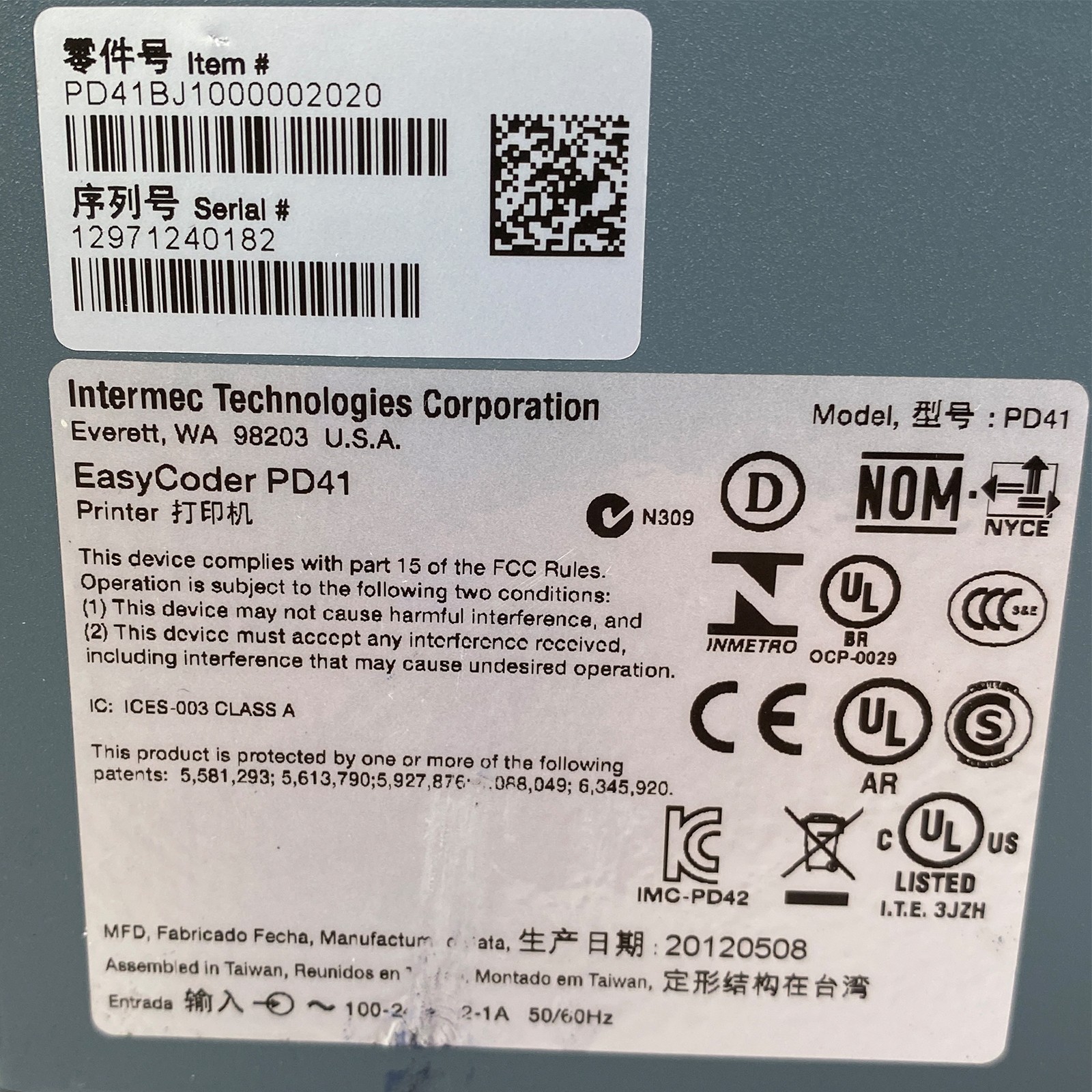 Intermec EasyCoder PD41 Thermal Transfer Barcode Label Printer USB LAN Serial