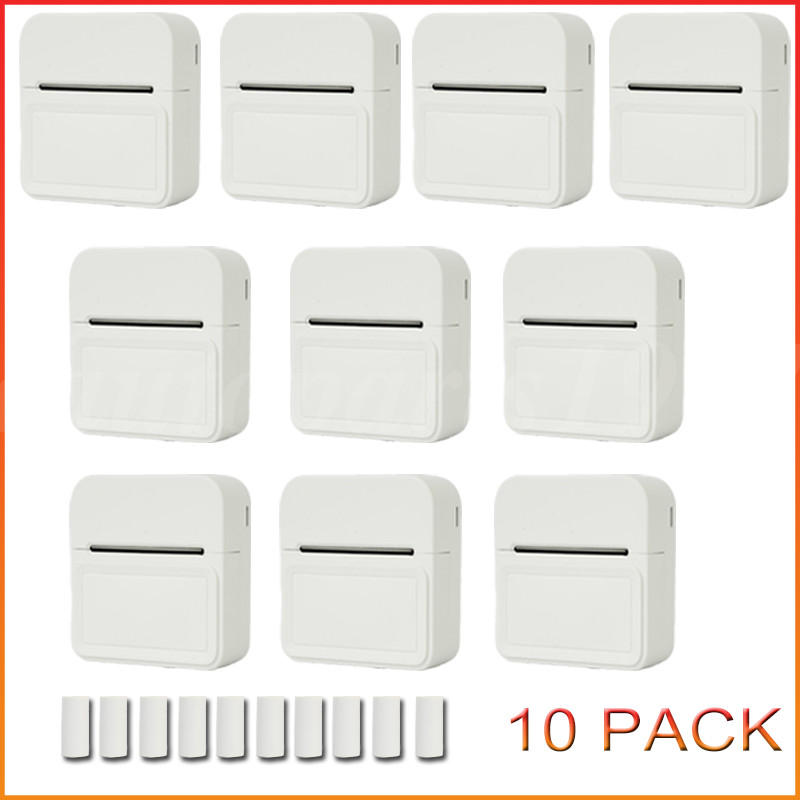10 Pack Mini Wireless Thermal Label Maker Inkless Sticker Printer with Templates