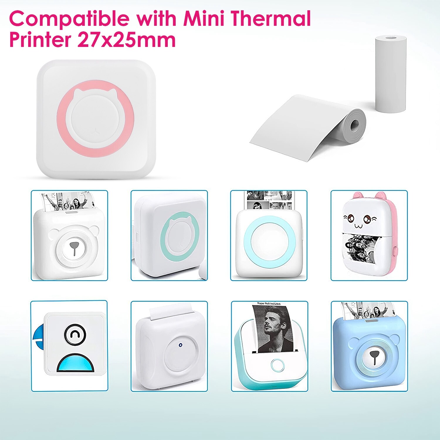 Mini Pocket Thermal Printer Wireless Inkless Photo Maker Machine or Label Paper