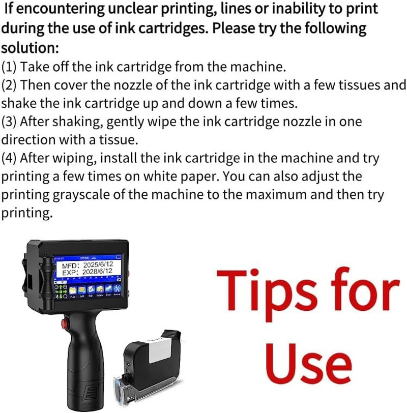 Handheld Inkjet Printer Gun PT3000 Printing Height 0.08-0.5Inch Inkjet Coder wit