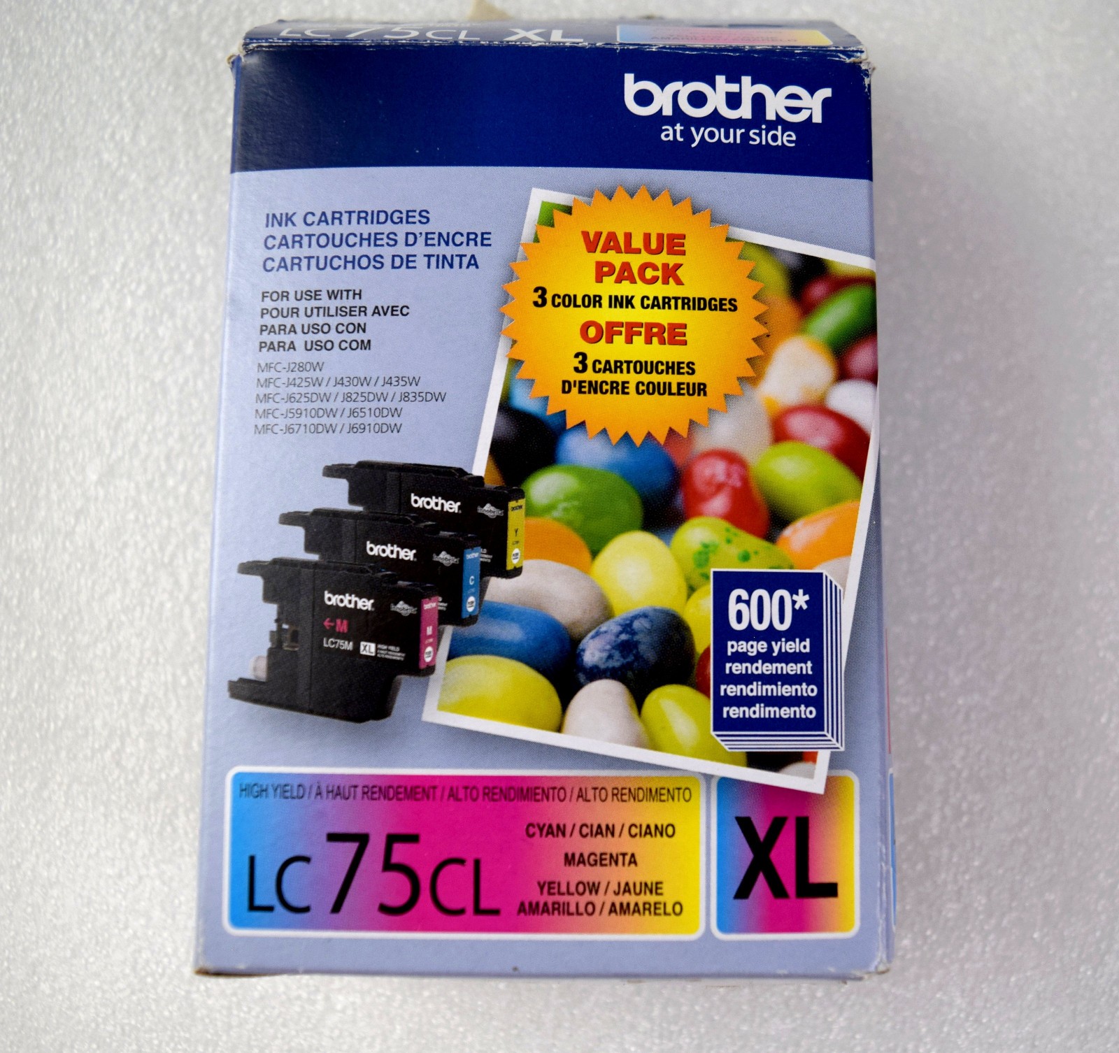 GENUINE BROTHER LC75CLXL INK CARTRIDGES – 3PK – CYAN MAGENTA YELLOW – EXP 6/2027