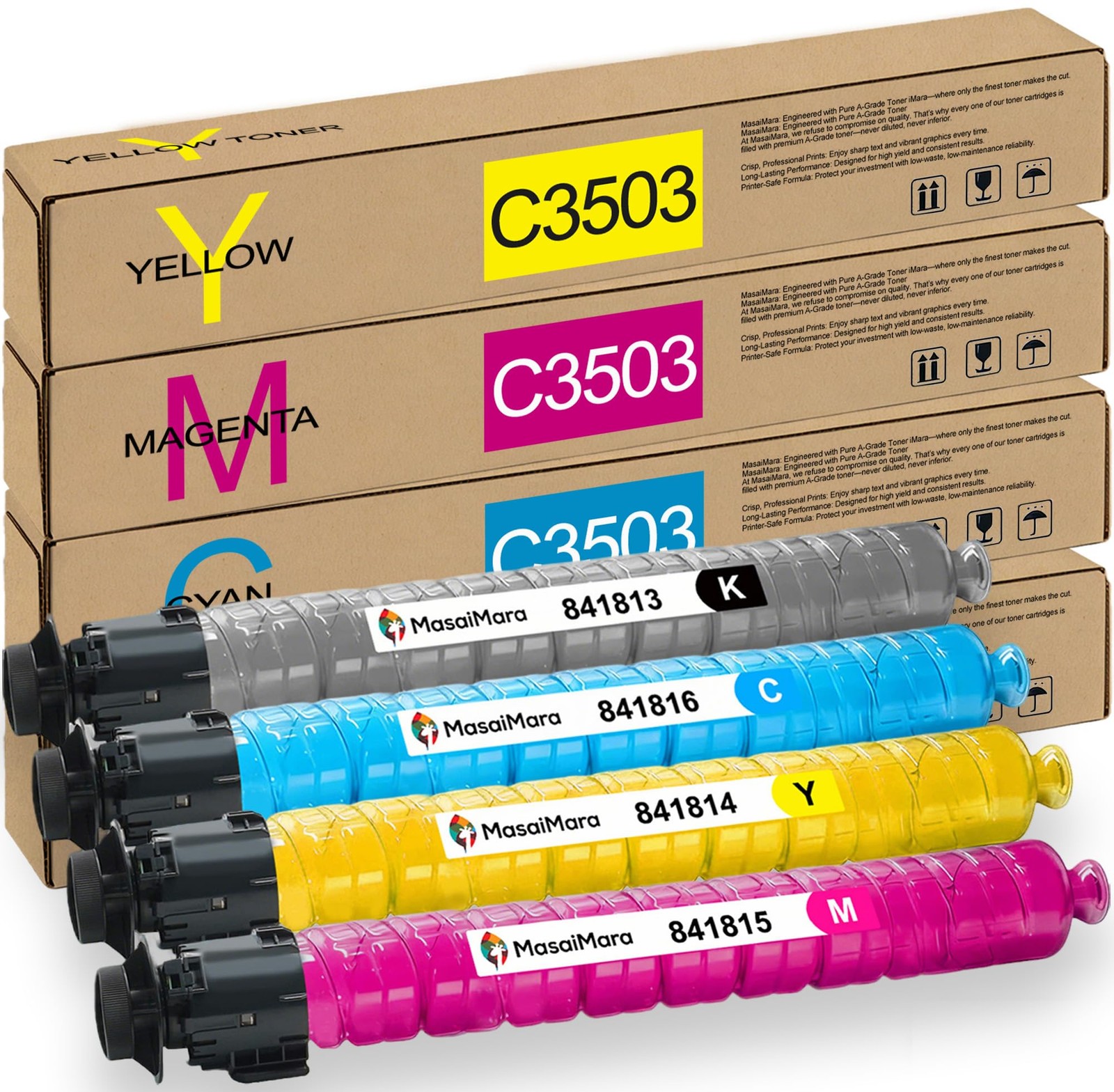 Compatible Toner Cartridges Replacement for Ricoh MP C3503 841813 841816 841815