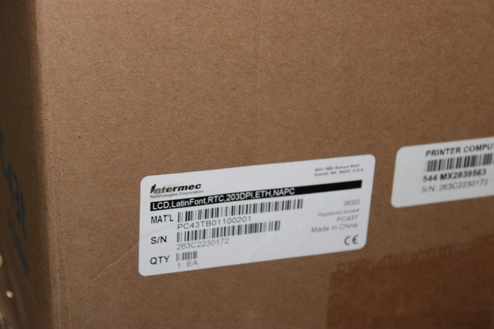 NEW Intermec Desktop Thermal Transfer Printer Model PC43t PC43TB01100201