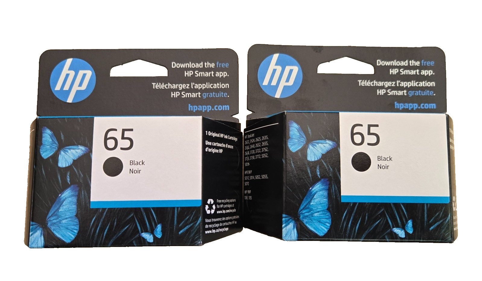 HP 65 Black Ink Cartridge new, Genuine for Deskjet & Envy 2-Pack