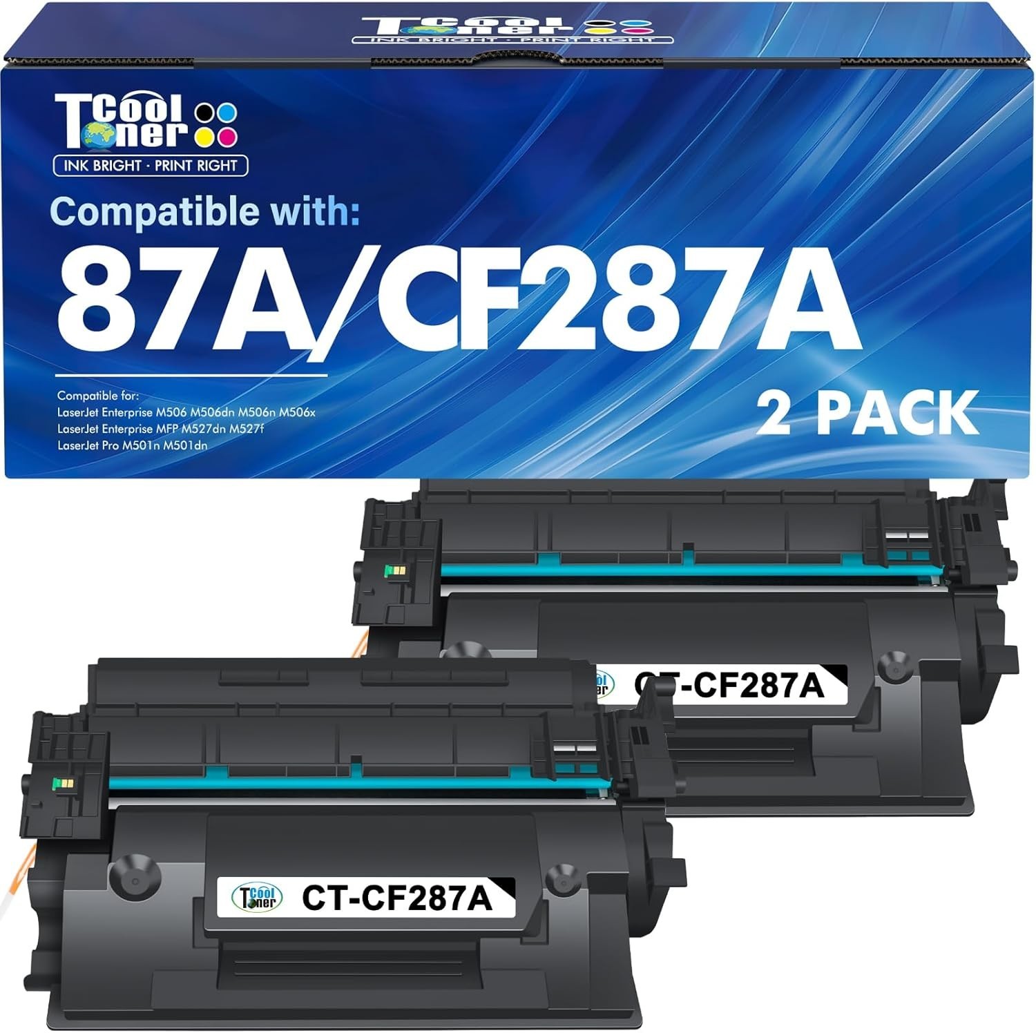 CF287A Black Toner Cartridges CF287X HP M506 Pro M501 LaserJet Compatible 2-PACK