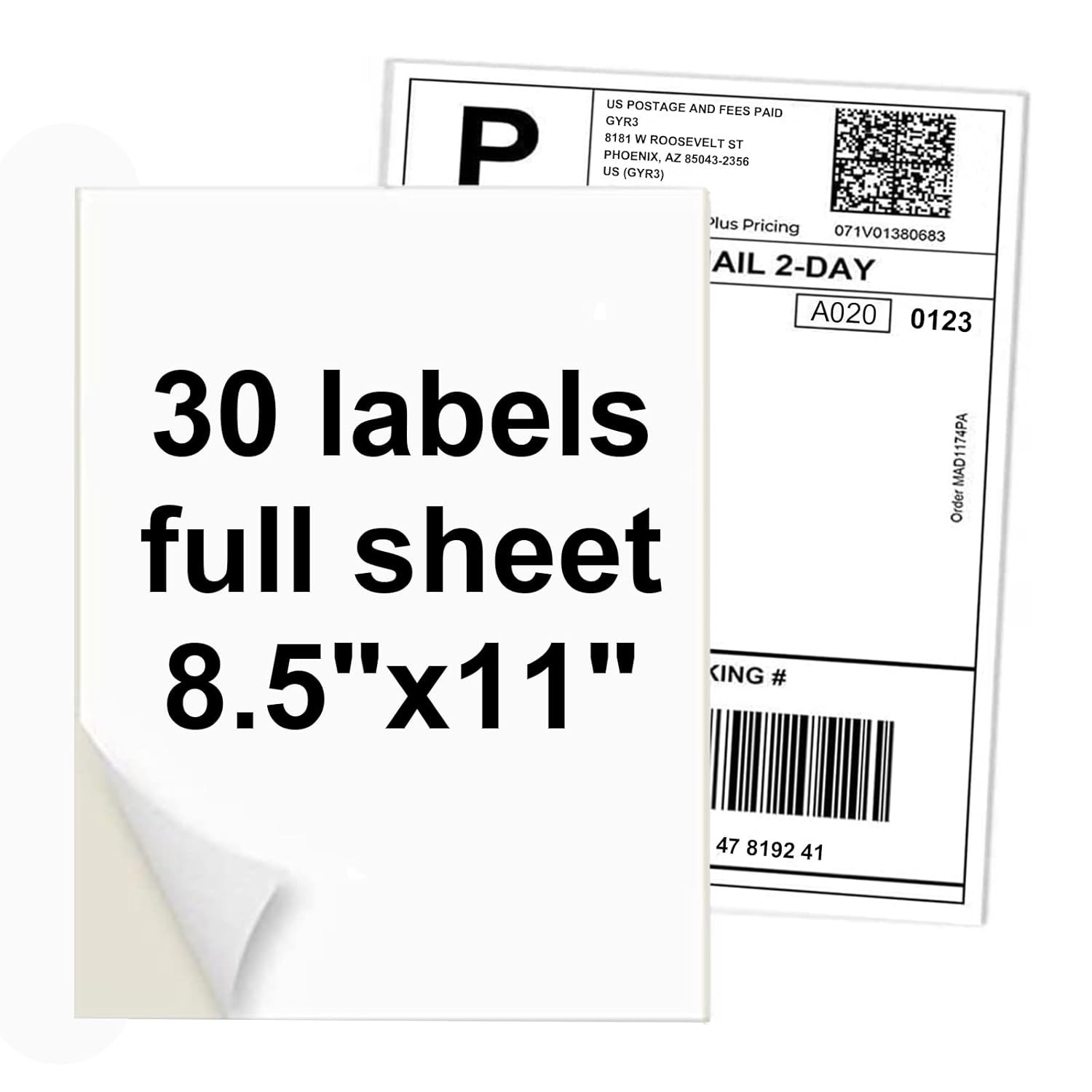 Full Sheet Sticker Paper for Laser & Ink Jet Printers 8.5 x 11 Inches 30 Sheets