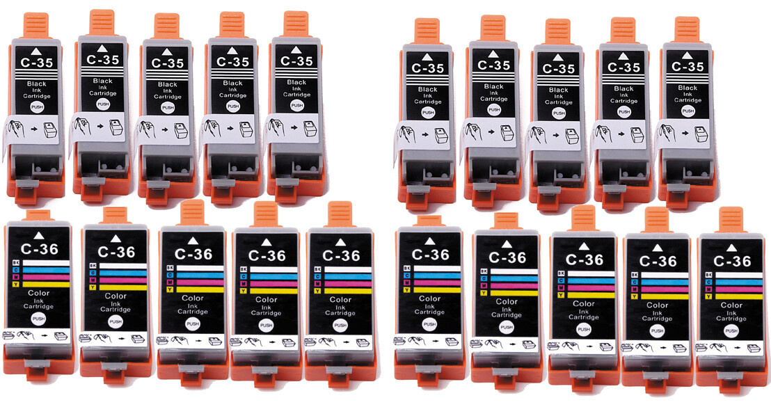 20P Ink Cartridges for PGI-35 CLI-36 Canon Pixma iP100 iP110 TR150 Black & Color