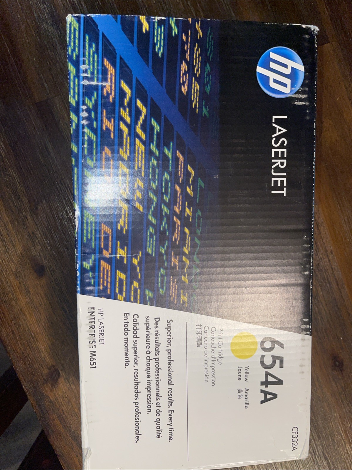 HP 654A (CF332A) Yellow Toner Cartridge – New in Box!