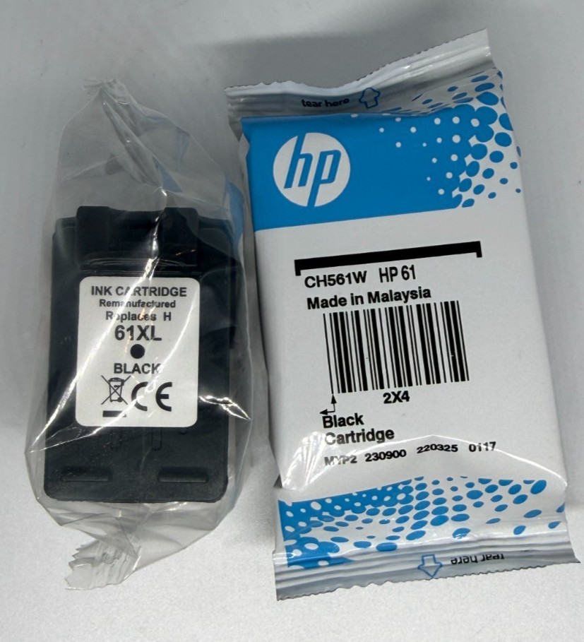 HP 61XL Black Ink Cartridge Lot Genuine CH561WN & recycled Sealed
