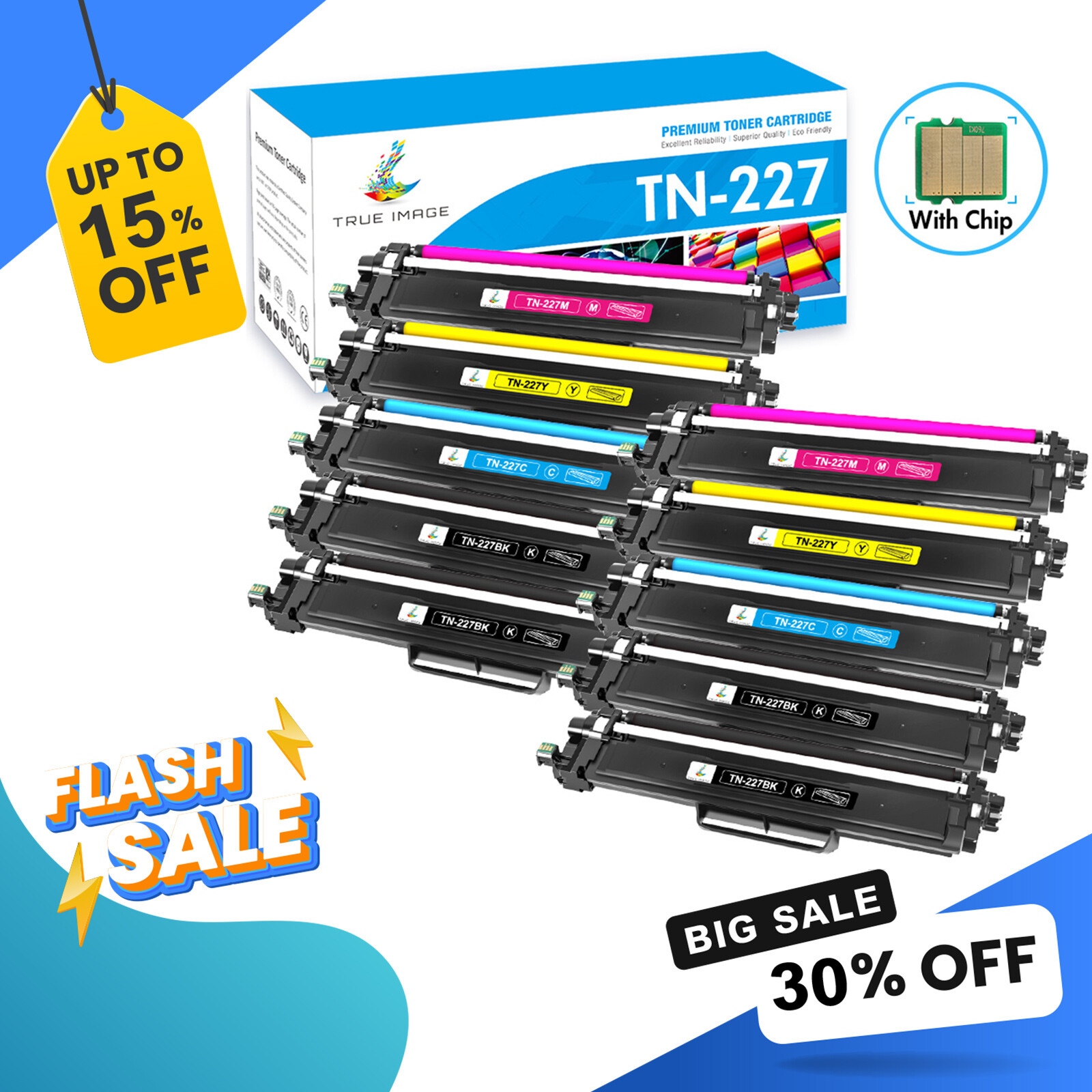 TN227 Toner High Yield For Brother MFC-L3770CDW HL-L3270CDW HL-L3290CDW LOT