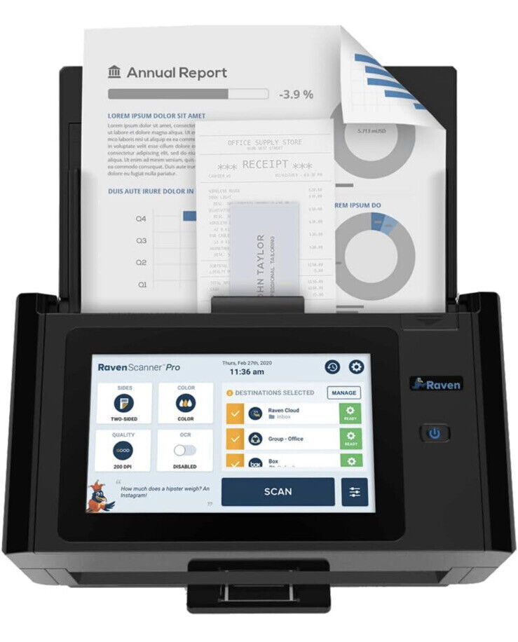 Raven Pro Document Scanner Huge Touchscreen High Speed Color – RavenProBlack