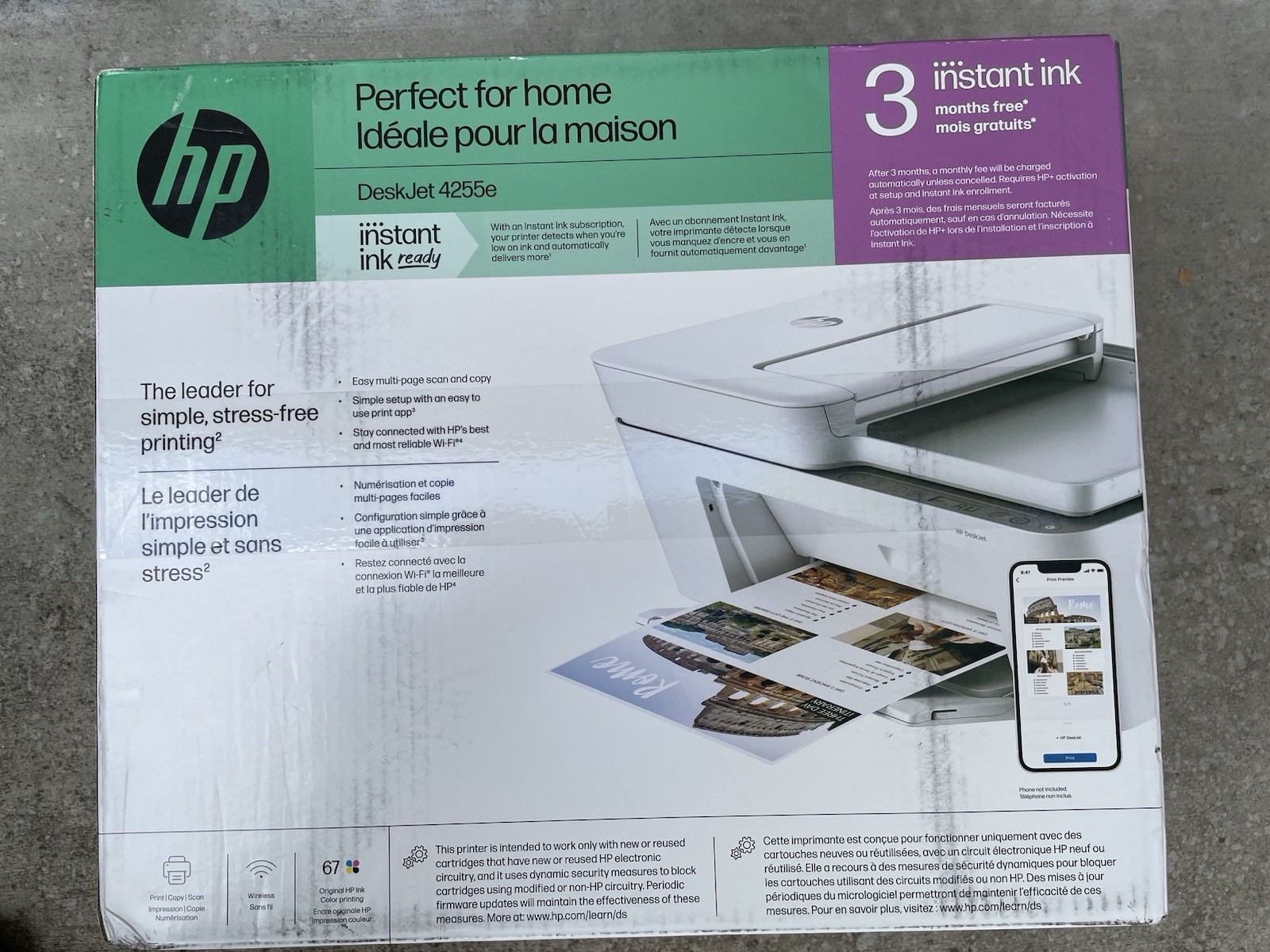 HP DeskJet 4255e Wireless All-in-One Color Inkjet Printer Scanner Copier