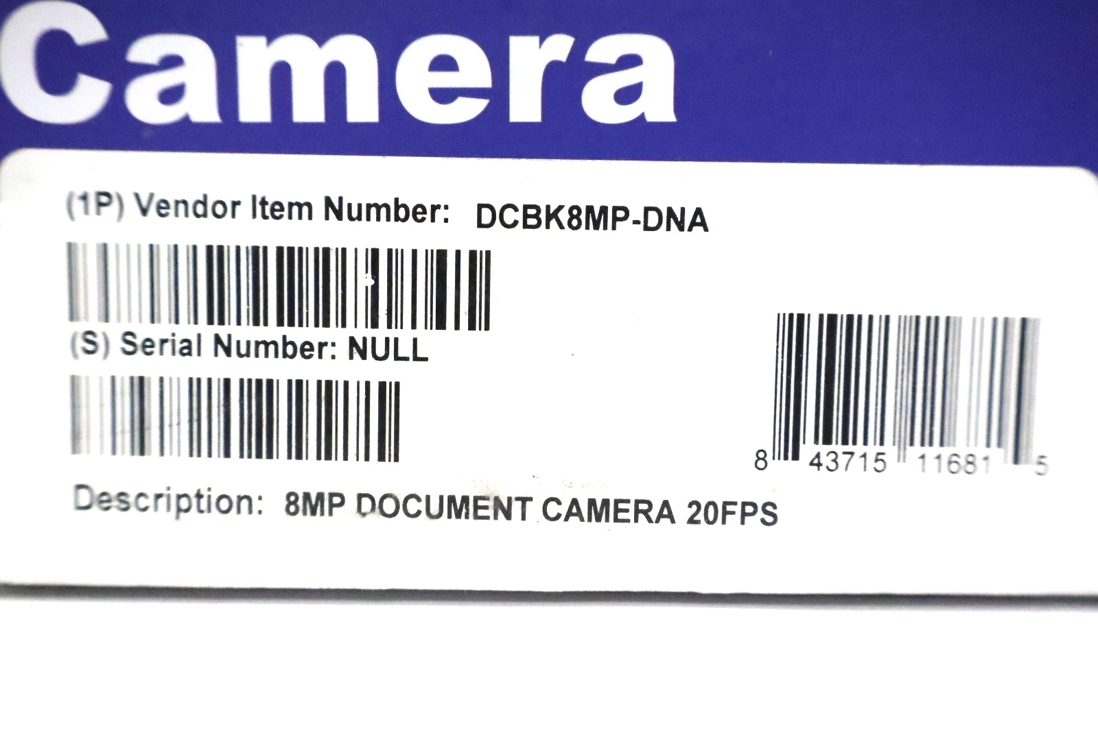 DNA DCBK8MP-DNA 8MP Document Camera USB Scanner Auto Focus NEW