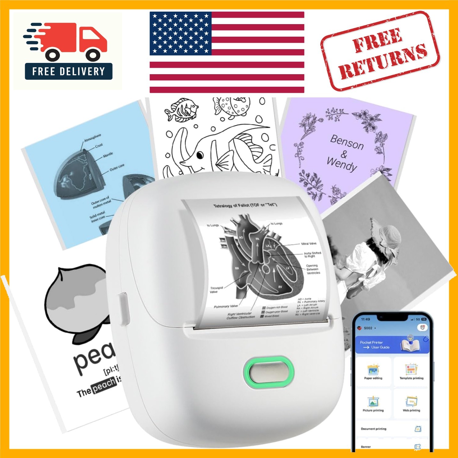 Compact Bluetooth Mini Sticker Printer S002 – Inkless & Portable for DIY