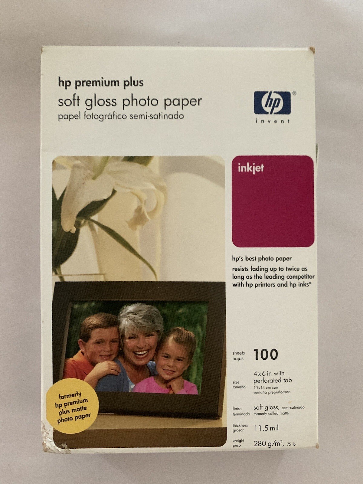Genuine HP Premium Plus Photo Paper 4X6 Inkjet 60 Sheet Soft Gloss open box