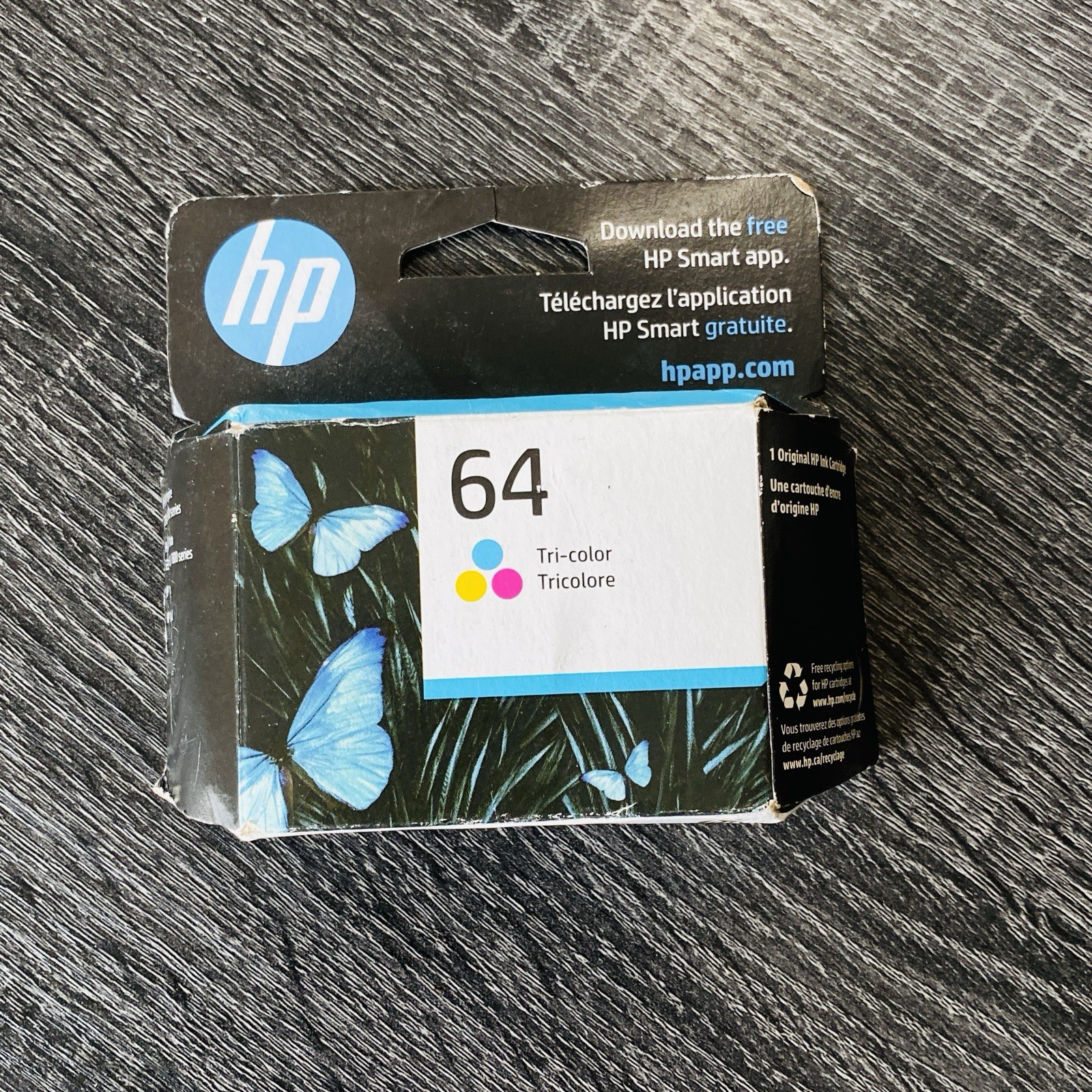 HP 64 Tri-Color Original Ink Cartridge (N9J89AN) Brand New Sealed Exp OCT 2025
