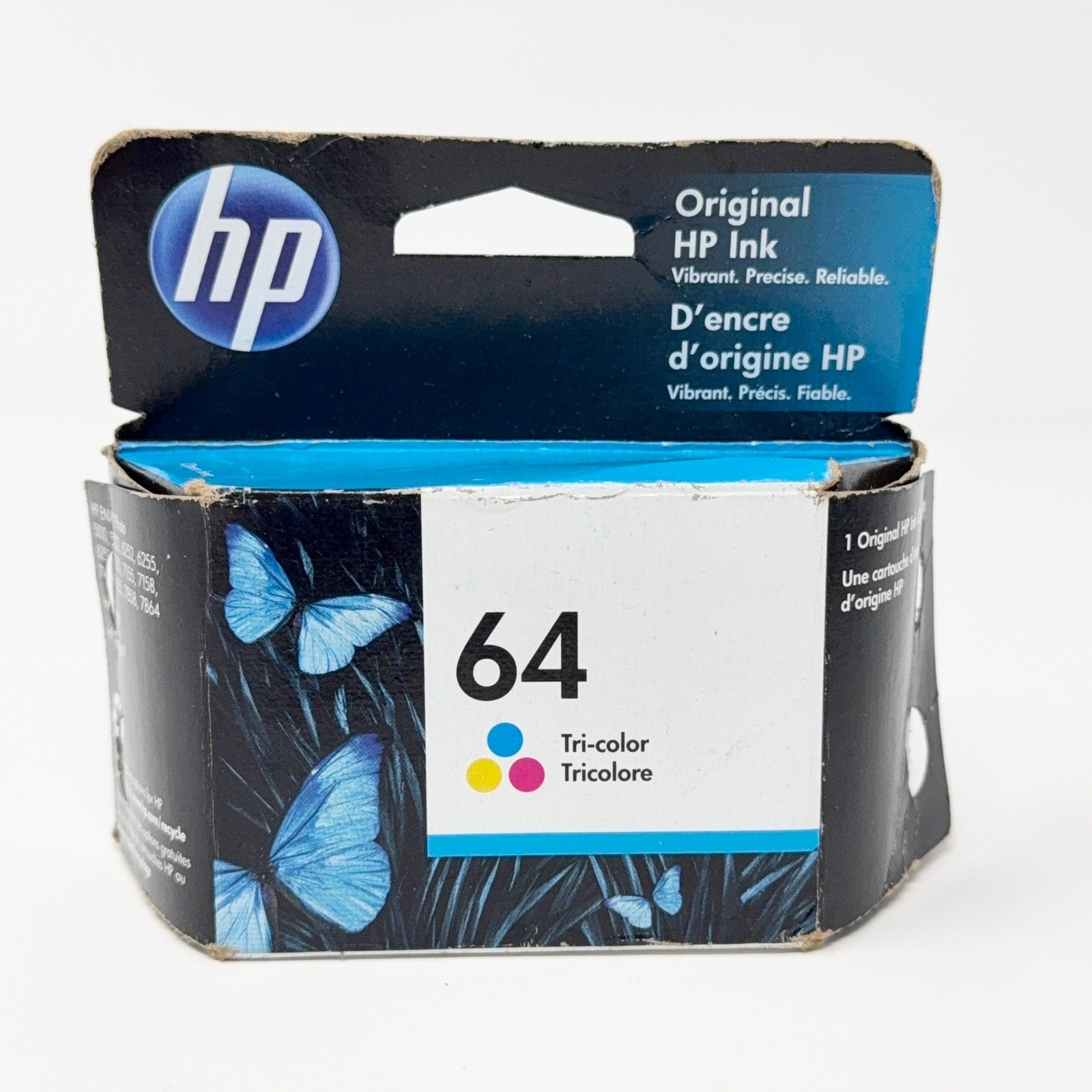 HP 64 Tri-color Original Ink Cartridge N9J89AN ENVY Photo New Expired 10/2025