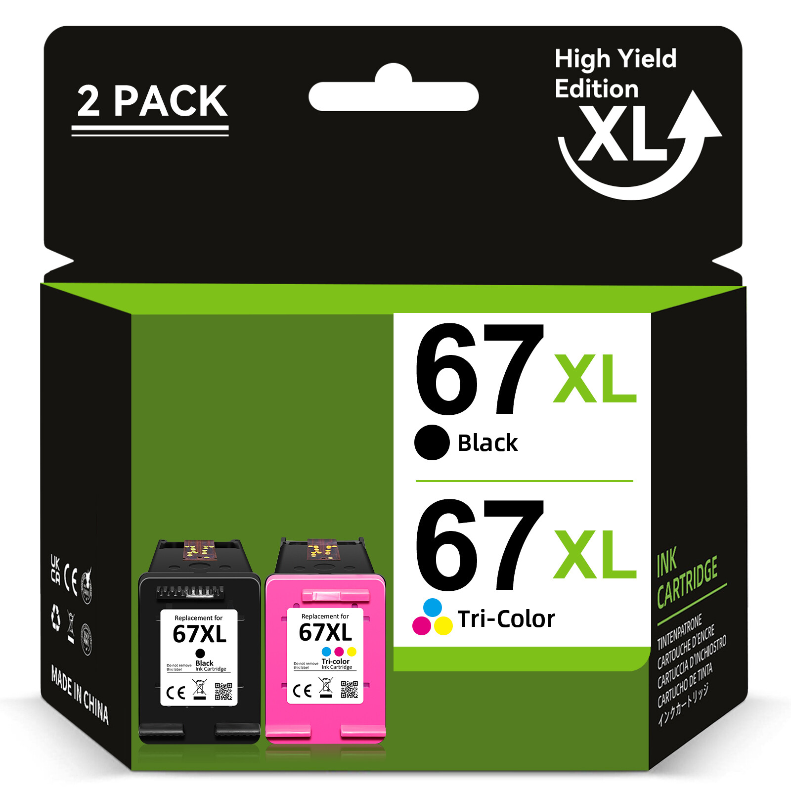 67XL Black Color Ink Cartridges for HP Envy Pro 6400 6420 6452e 6455e 6458e 6475