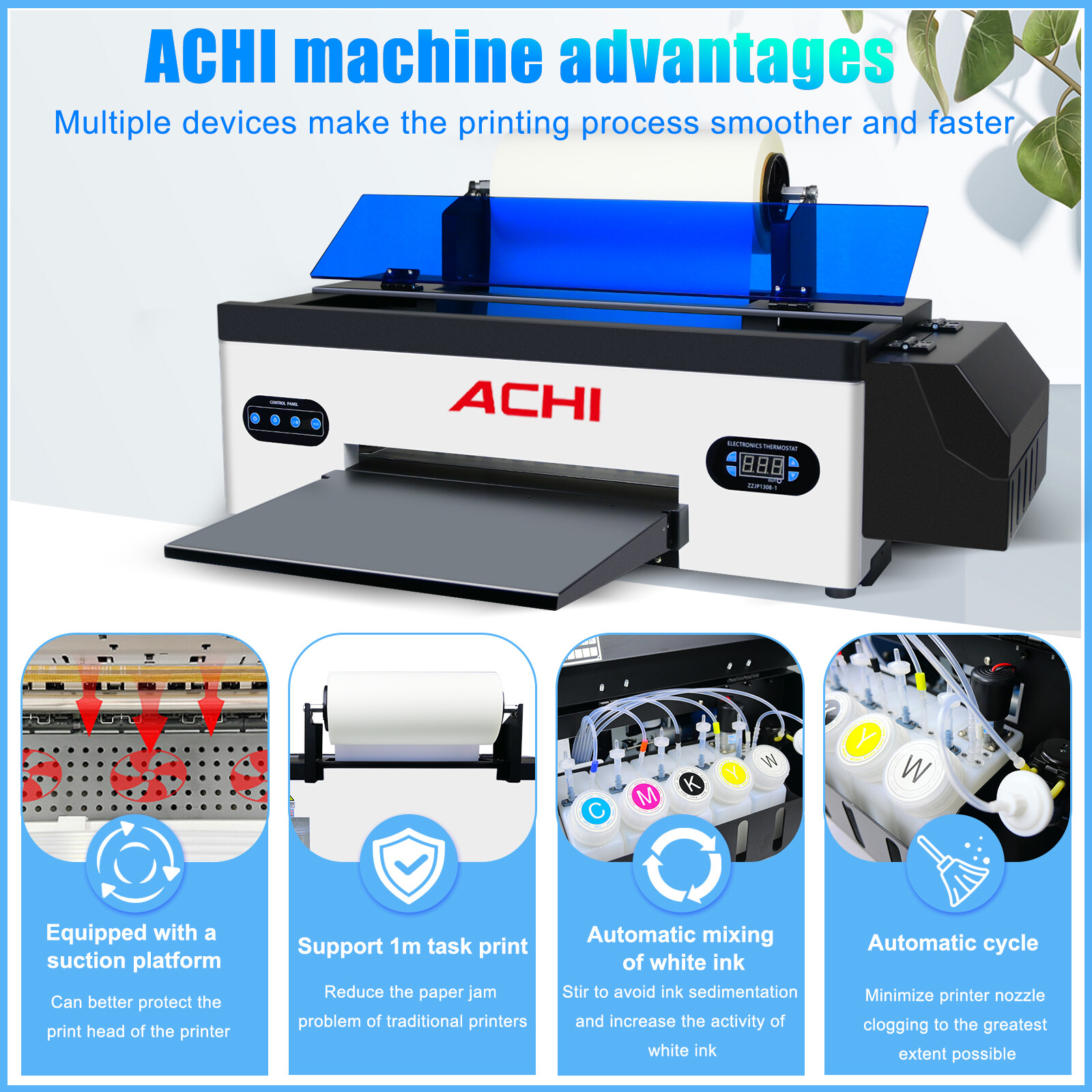 ACHI A3 1390 DTF Printer Clothes Printing Machine for T-shirt Small Business US