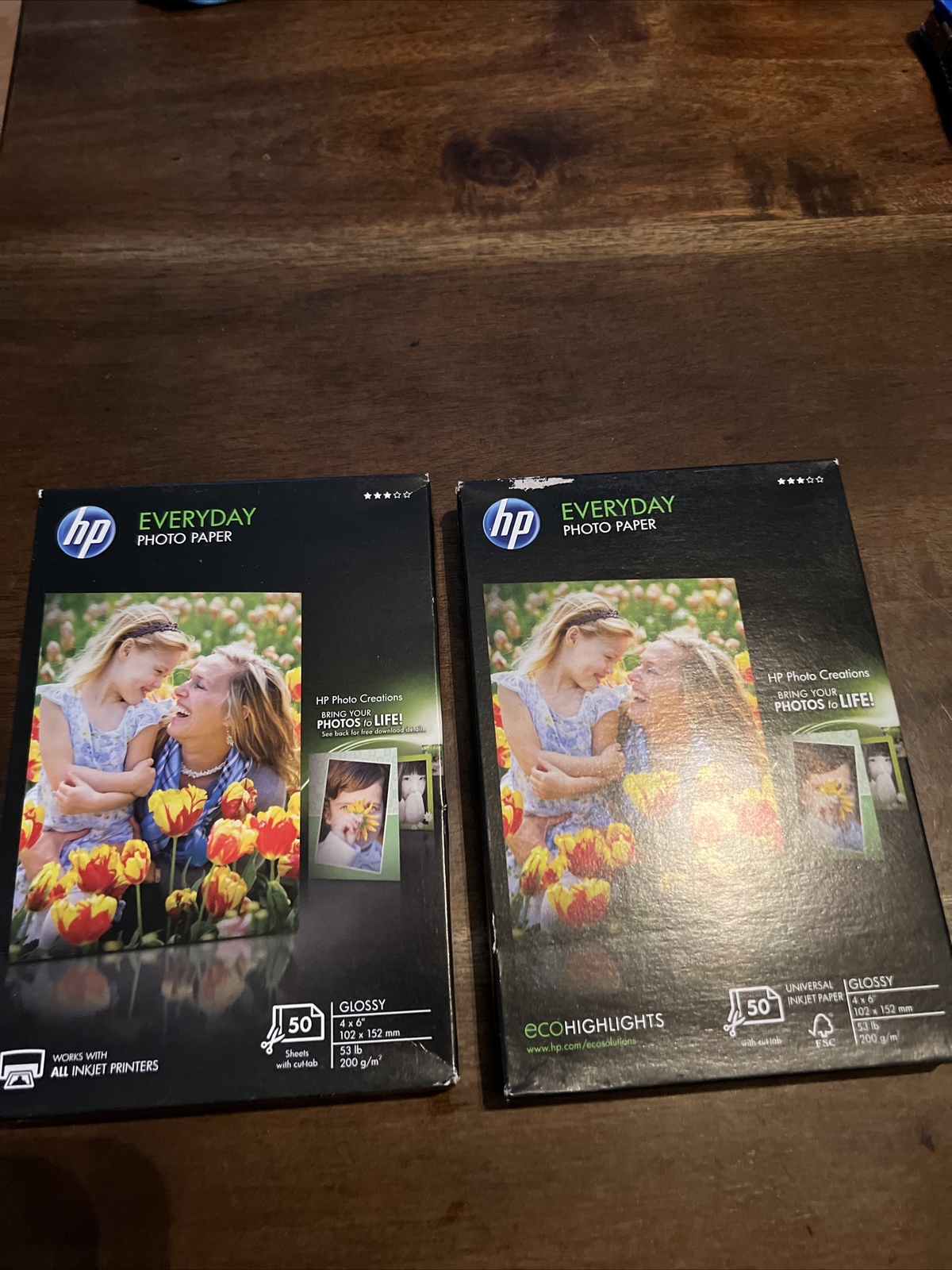 Lot of 2~HP Everyday Photo Paper Glossy 4″x 6″~NEW Q8868A 100 Total