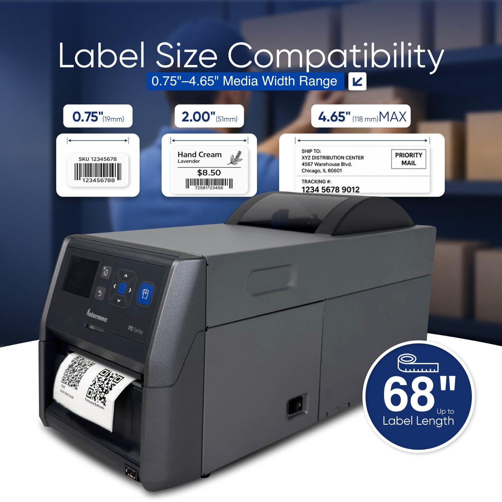 Intermec PD43 Thermal Industrial Barcode Label Printer USB LAN FAST SHIPPING