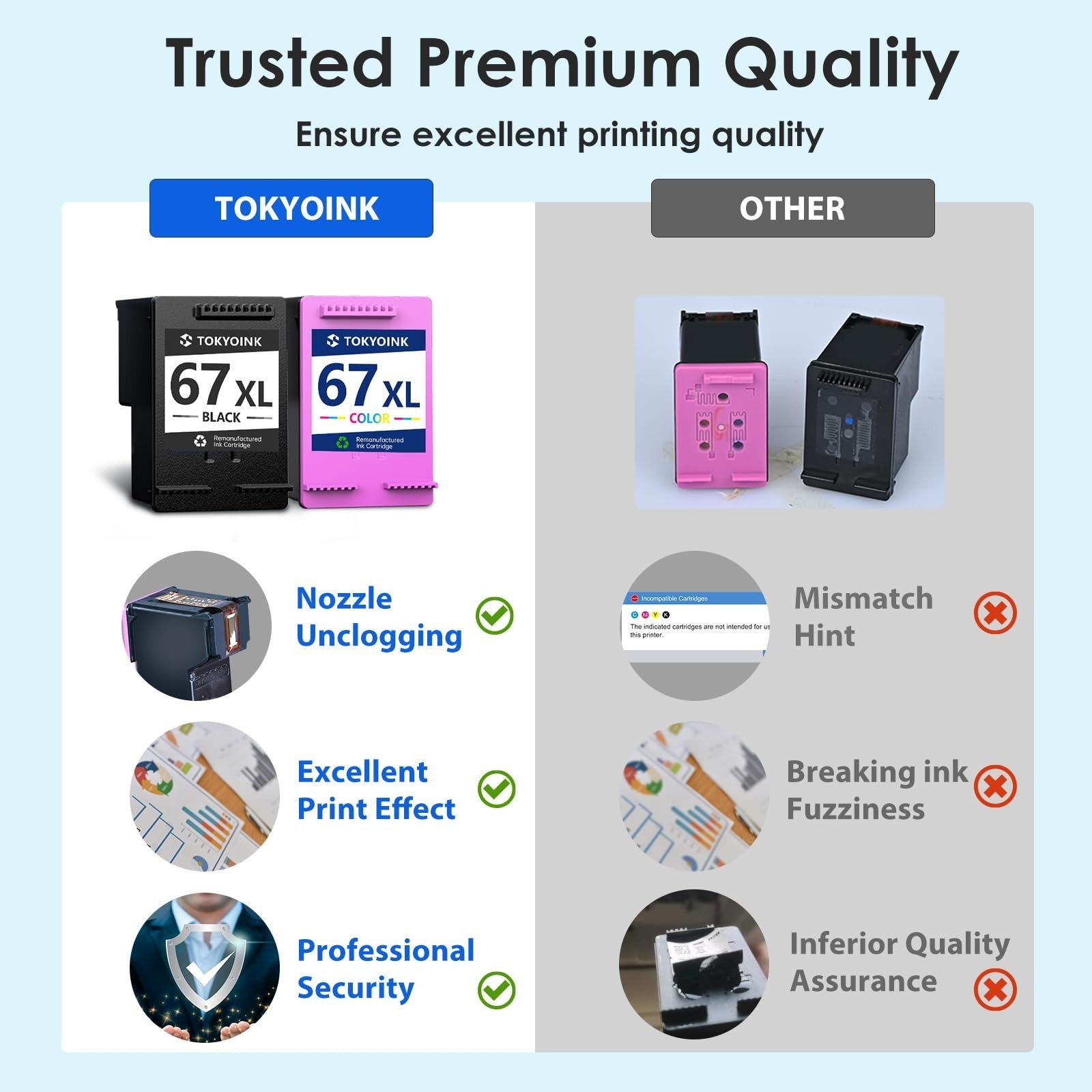 TOKYOINK 67XL Ink Cartridges Compatible for HP DeskJet & Envy Printers