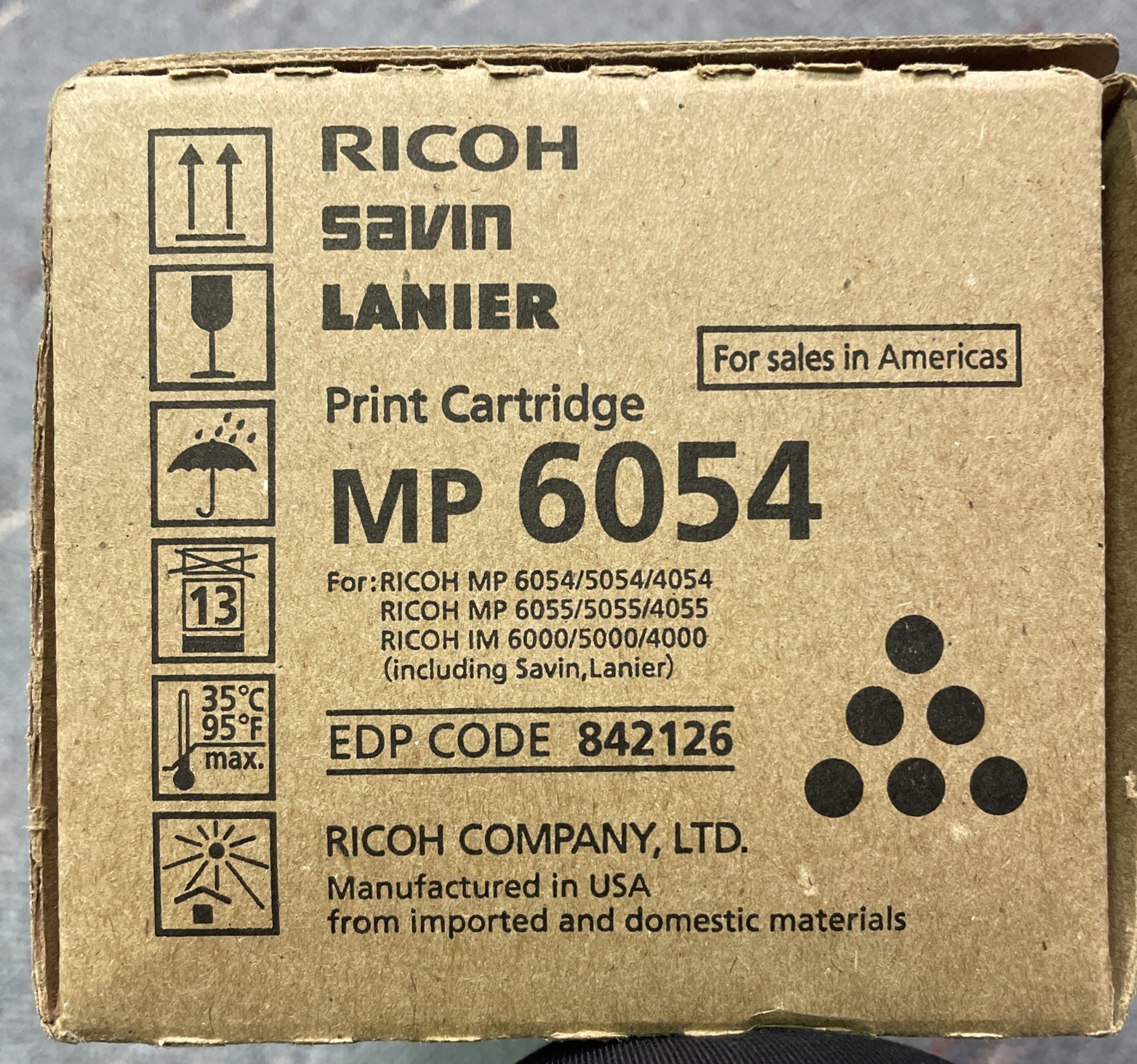 Genuine Ricoh Savin Lanier Black Toner Print Cartridge MP 6054 842126