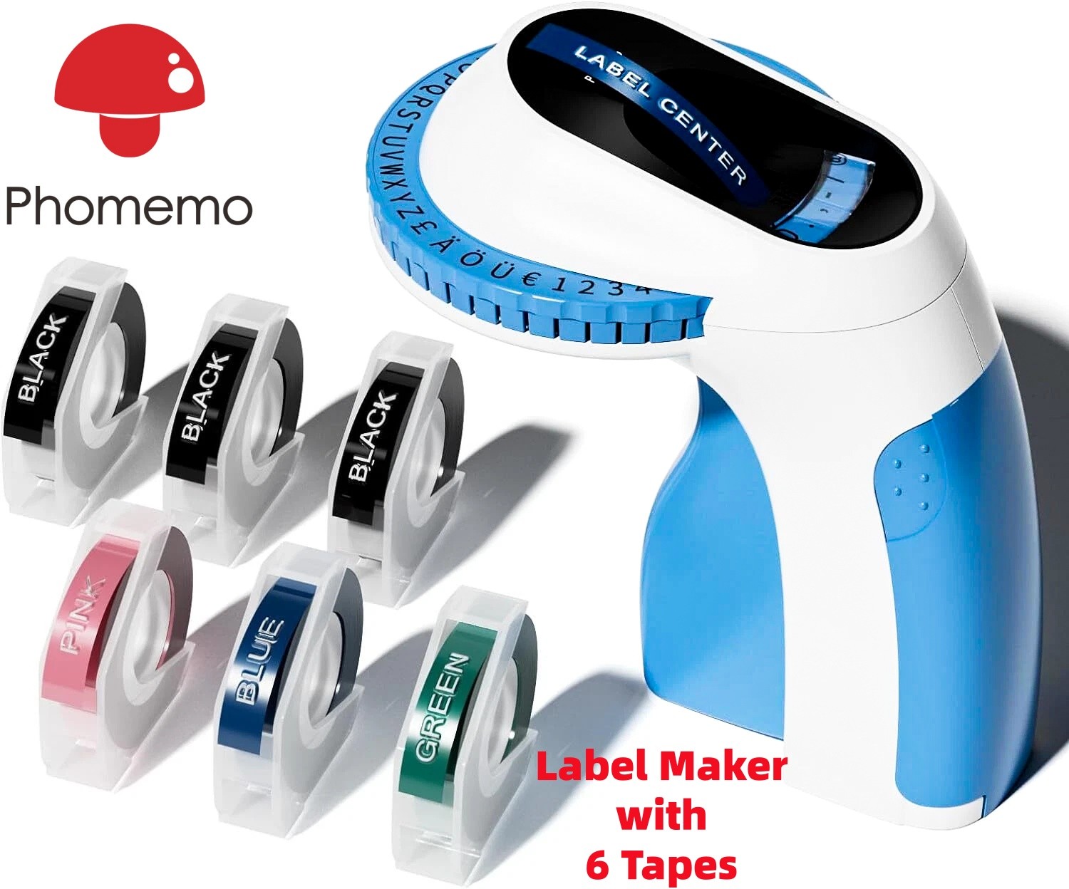 3D Embossing Label Maker with 5/6 Color Label Tapes 3/8″ for Dymo Omega Xpress