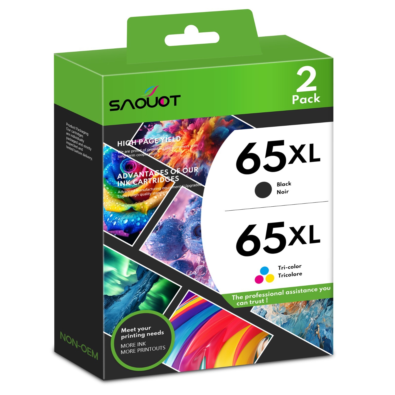 65XL Ink Cartridges Replacement for HP 65 XL DeskJet 2620 Envy 5020 AMP 100 120