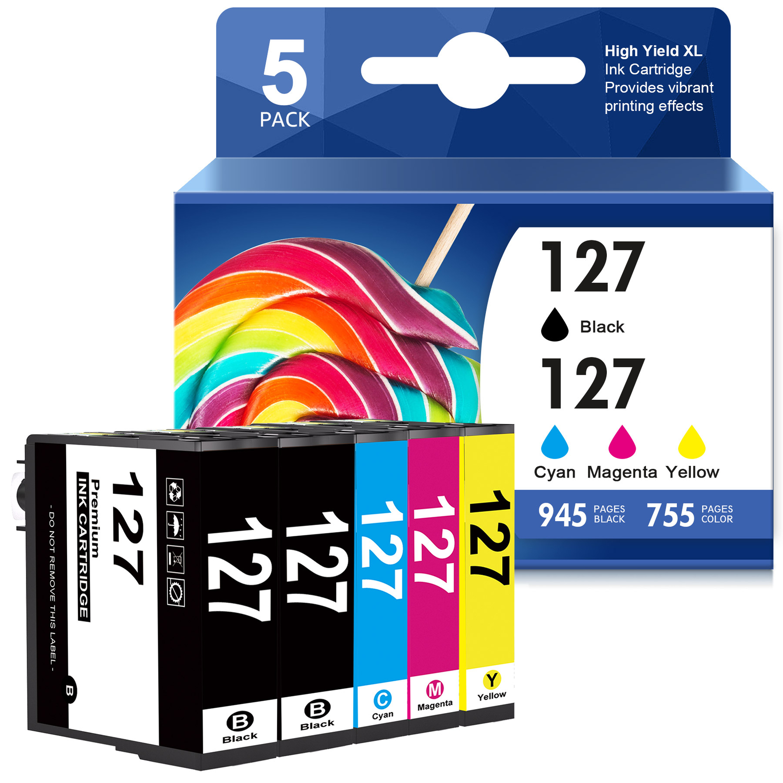 127 Ink Cartridge for Epson WorkForce 633 635 645 633 635 645 WF-7510 WF-7520