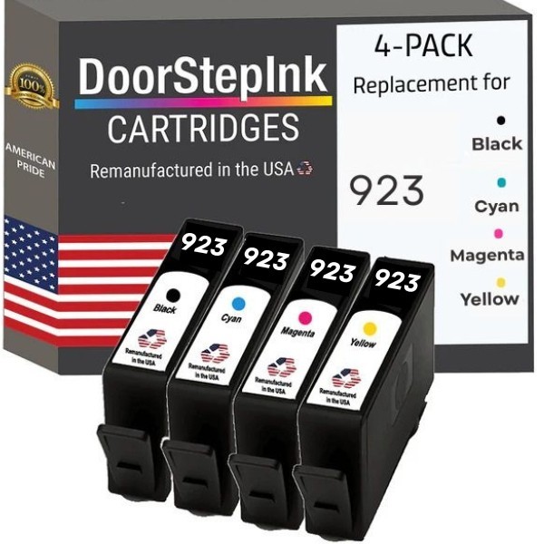 DoorStepInk Compatible Ink Cartridges for HP 923 Black and C,M,Y 4pk-USA