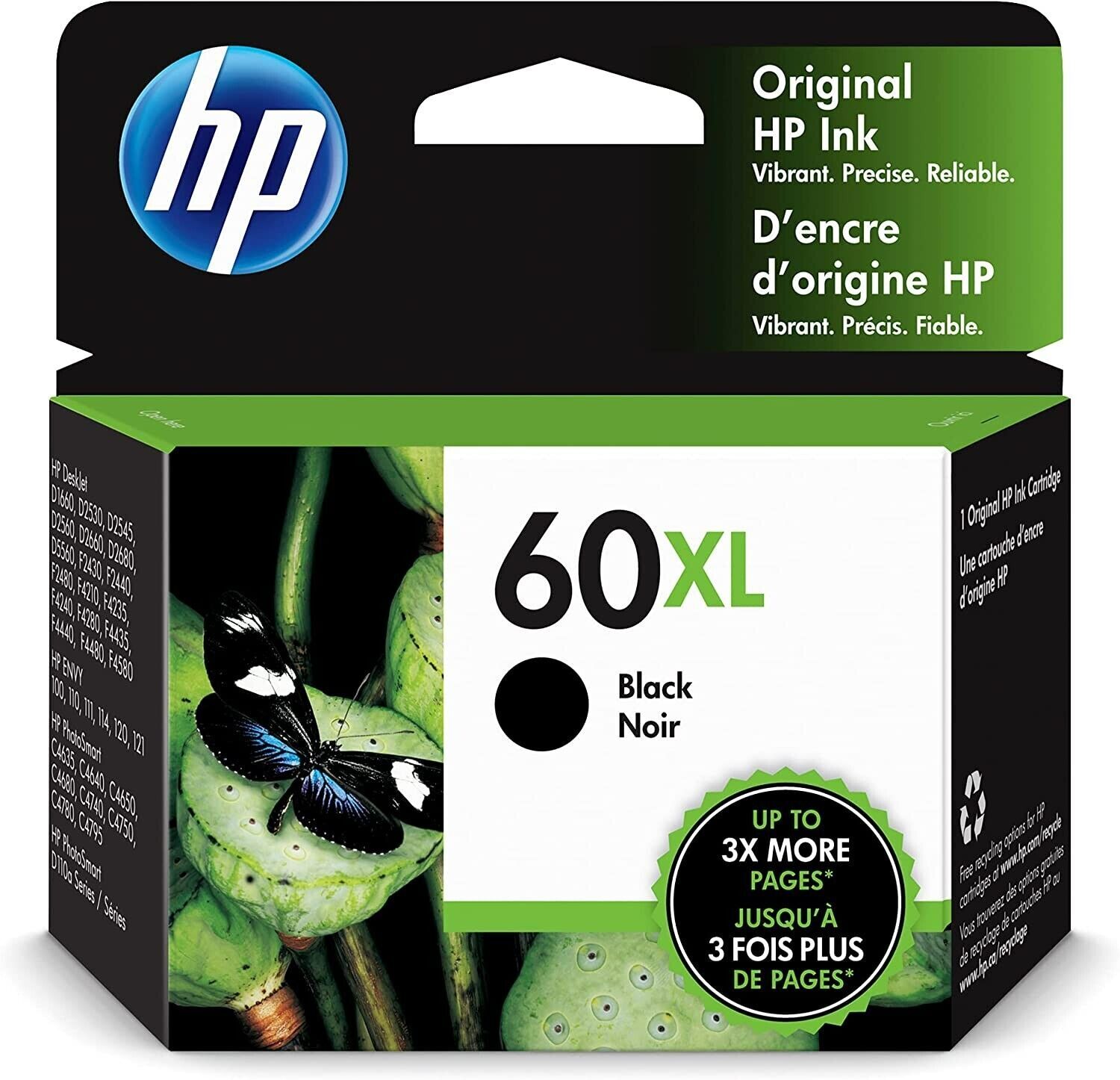 HP 60XL Black High-Yield Ink Cartridge (CC641WN)
