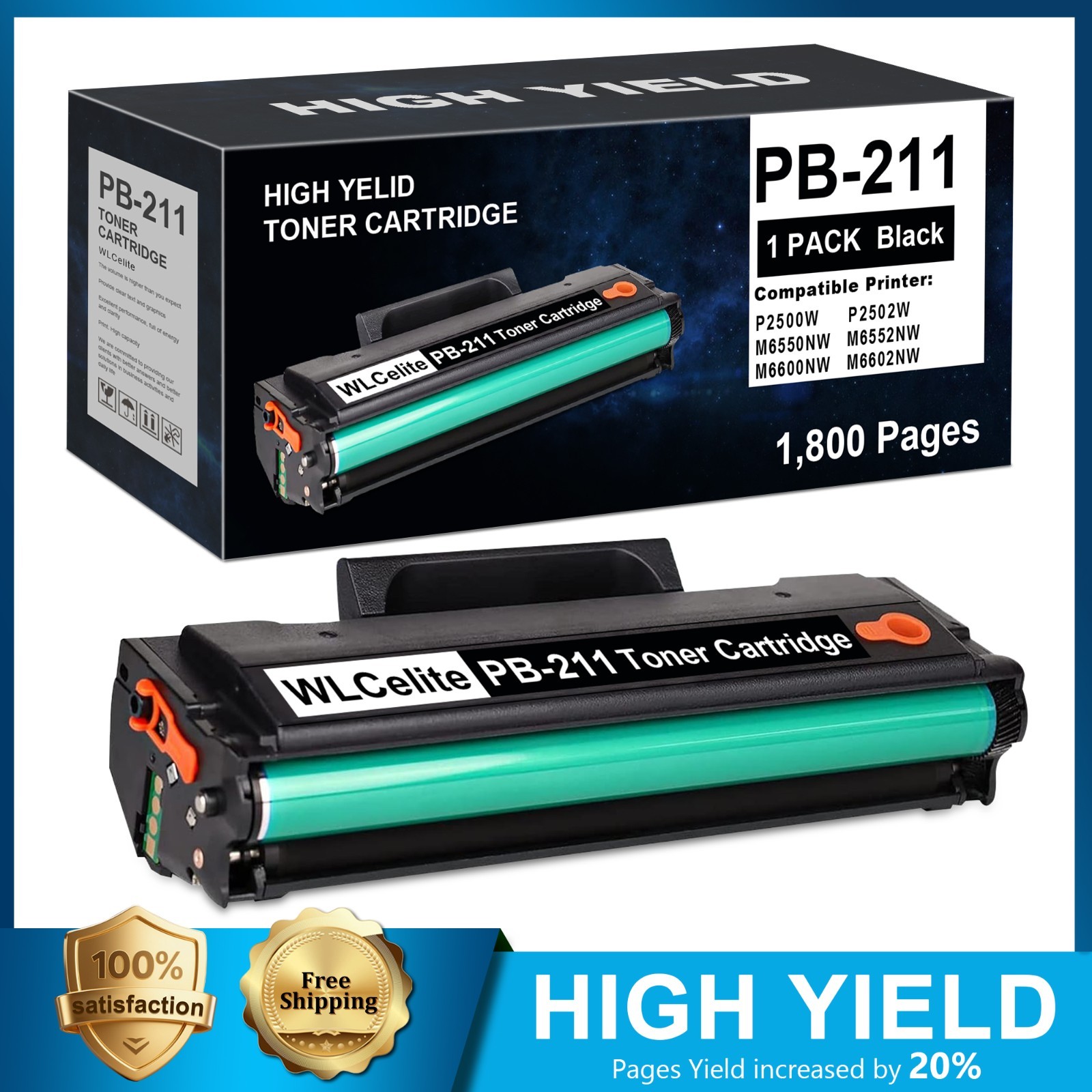 PB-211 Toner Cartridge Compatible for Pantum P2200 P2500W P2502W M6500NW M6550NW