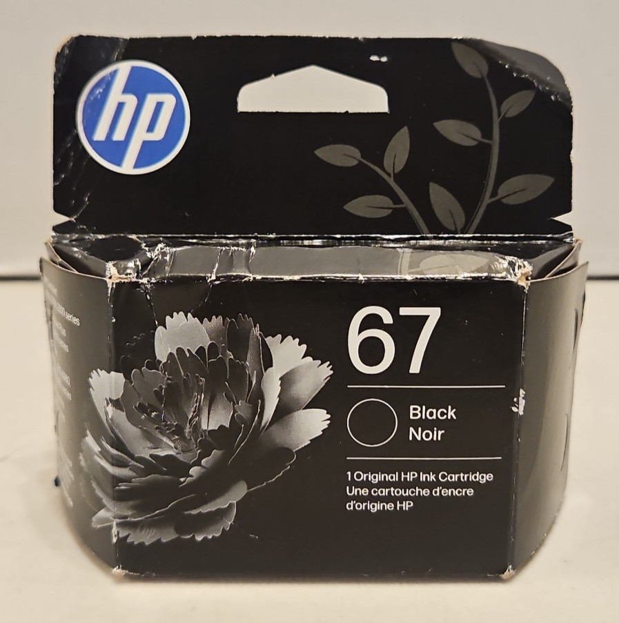 HP 67 Black Ink Cartridge (9/2027) New L