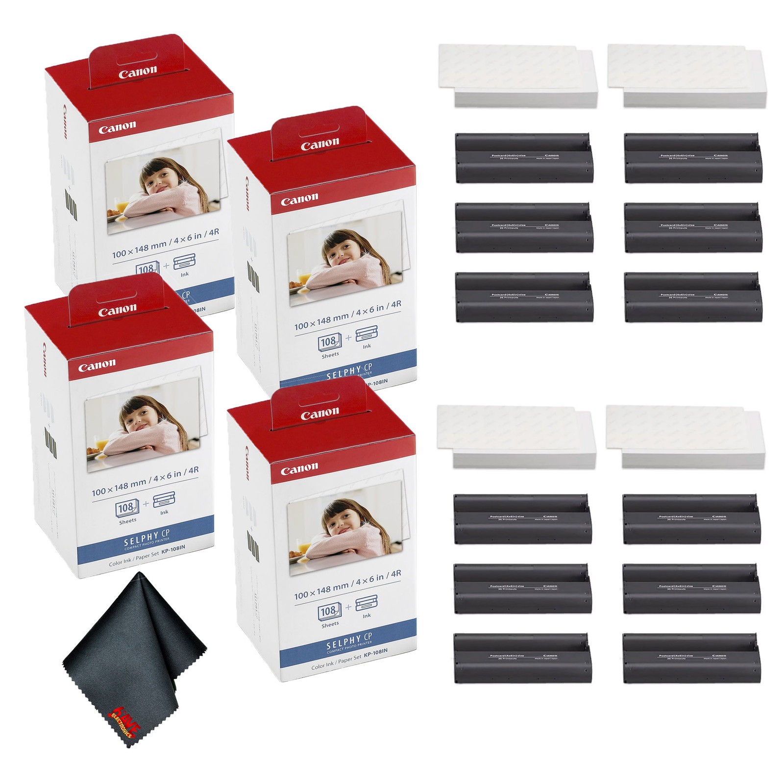 Canon KP-108IN Color Ink & 4×6 Paper Set, 432 Sheets & 12 Ink Cartridges
