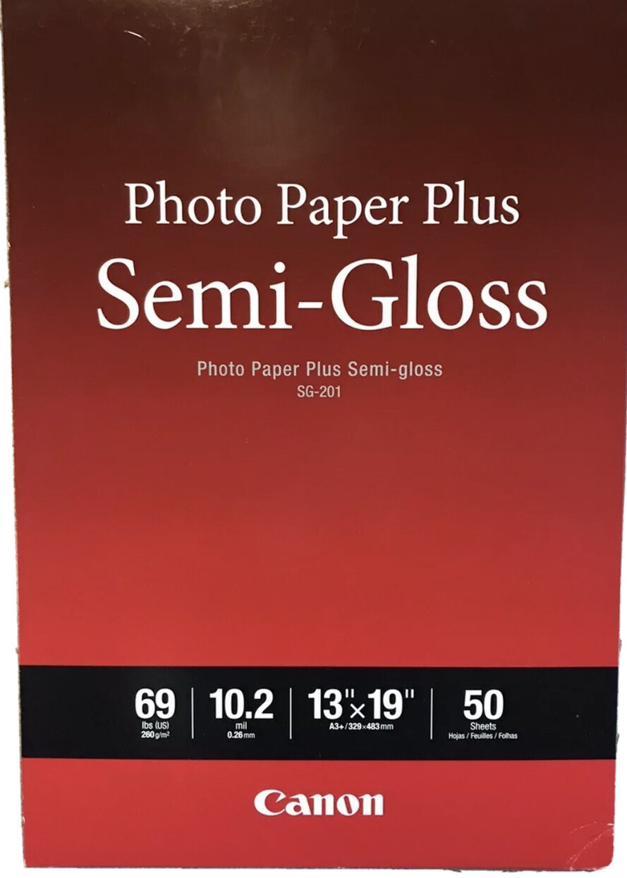 Canon Photo Paper Plus Semi-Gloss SG-201 50 Sheets 13″ x 19″ Color New In Box