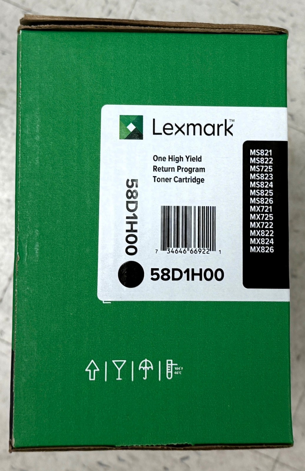 Lexmark 58D1H00 MS821,823,825,MS/MX725,822,826 Return Program 15K Toner Cartridg