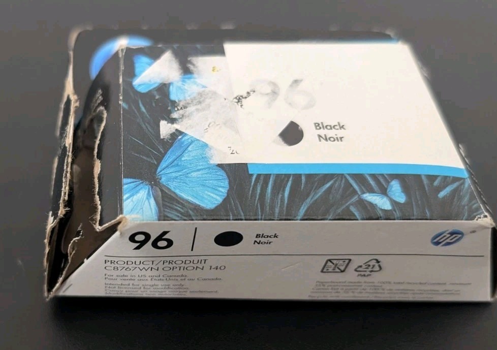 Genuine OEM HP 96 Black Ink Cartridge (C8767WN) – New OpenTogether Box And Read