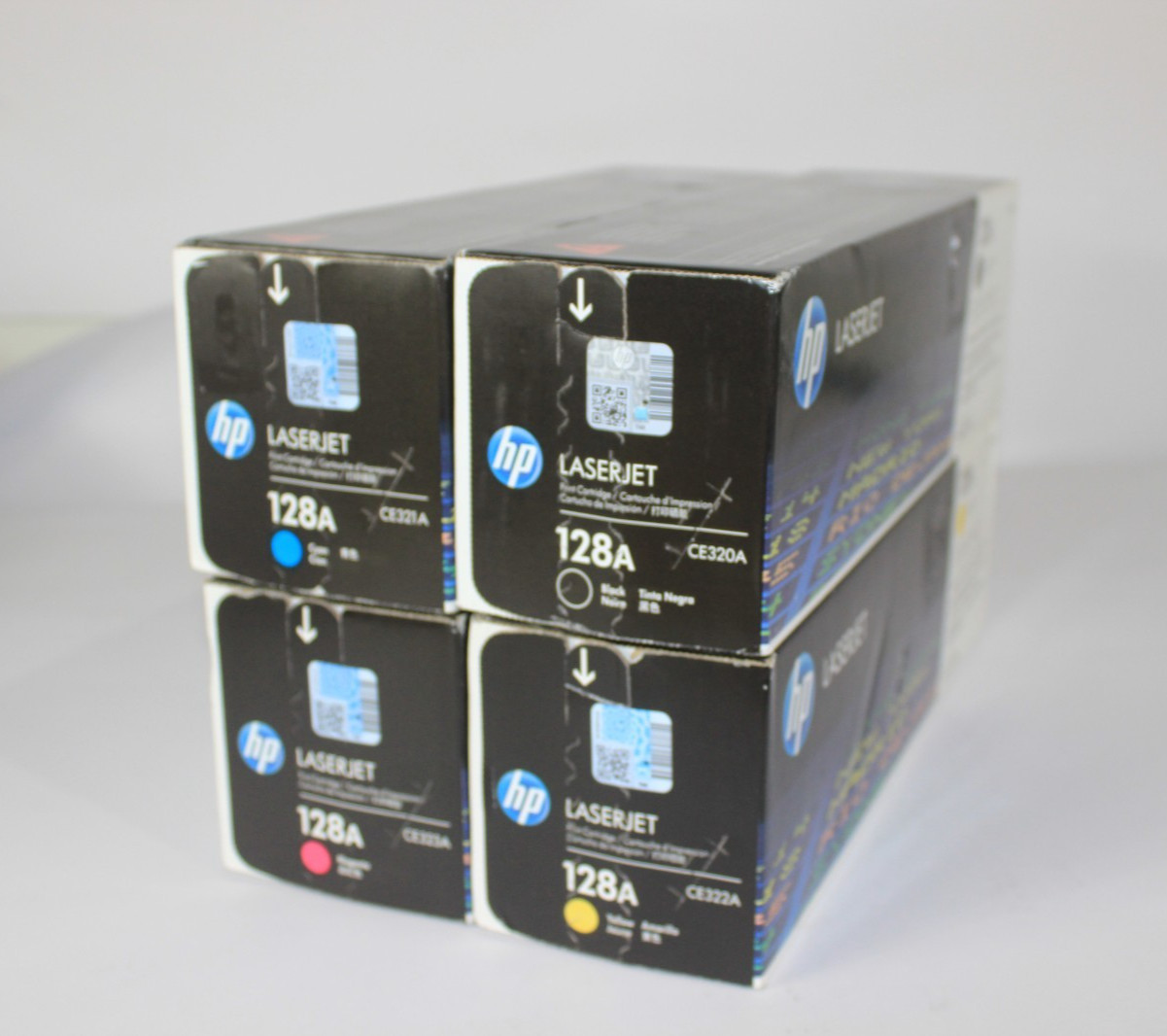 HP 128A Toner Set Black Cyan Magenta Yellow CE320A CE321A CE322 CE323A 20230907