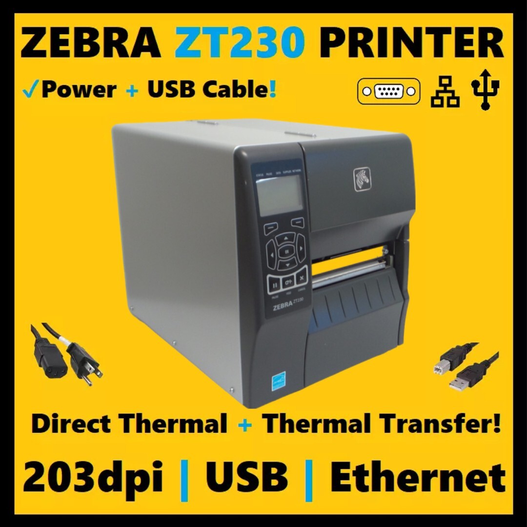 Zebra ZT230 Thermal Transfer Label Printer 203dpi, USB, Ethernet, USA Seller!🔥⭐