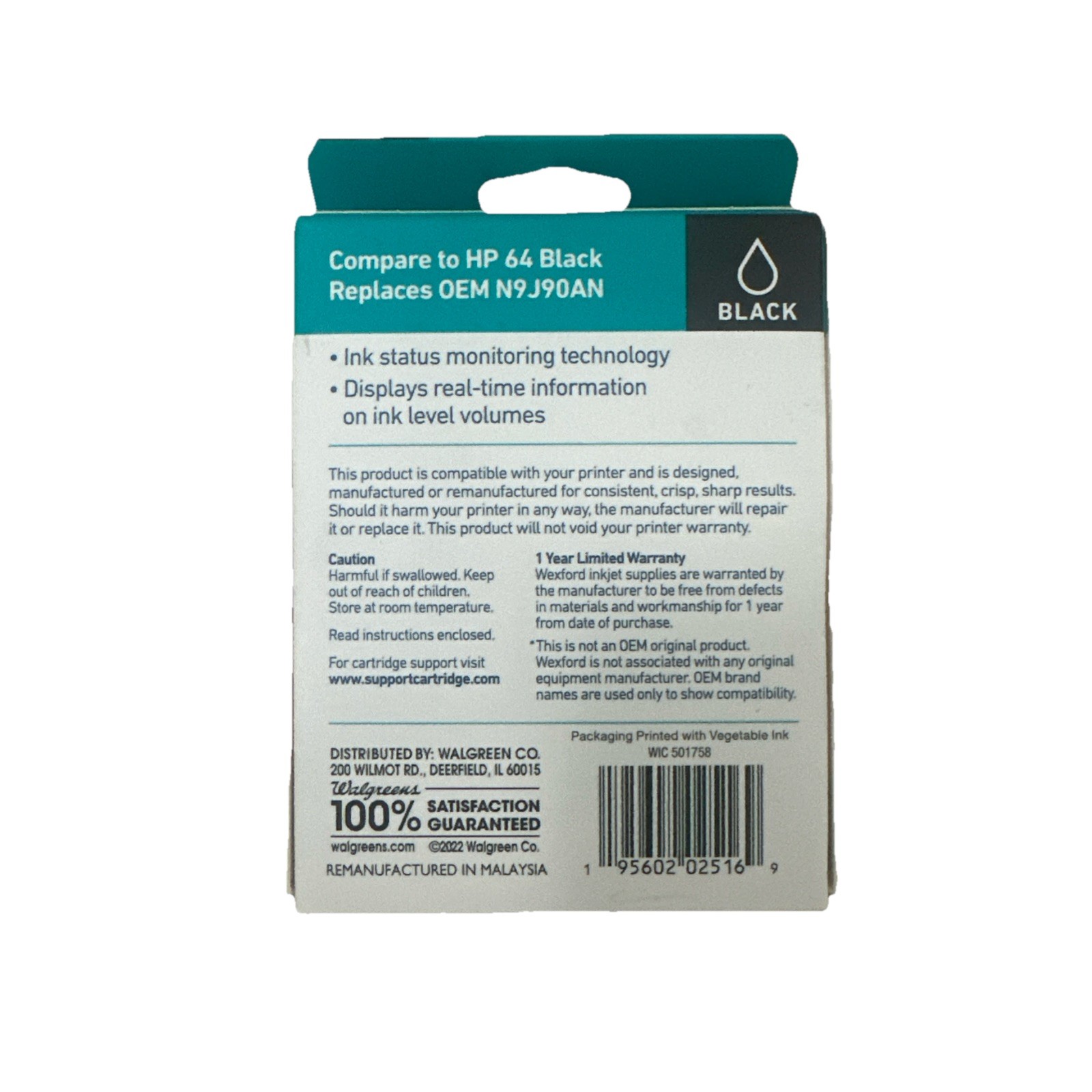 Wexford Black printer ink hp 64 inkjet cartridge replaces hp64 Sealed New
