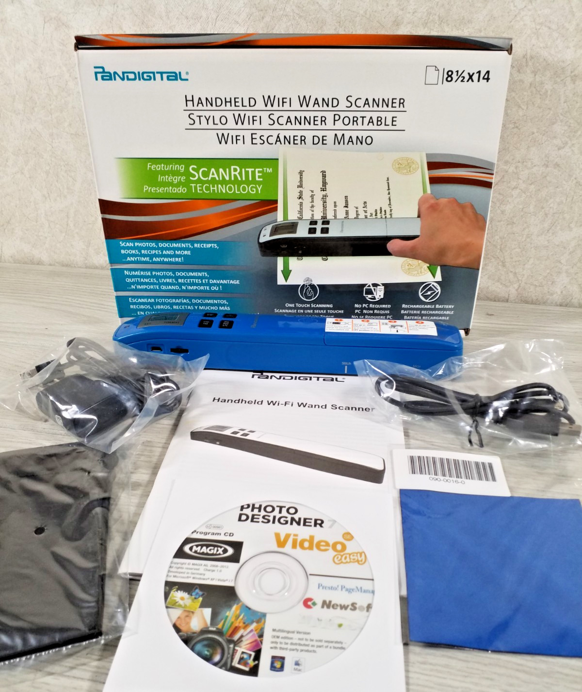 Pandigital Handheld Wi-Fi Wand Scanner #S8X1102BE 8.5X 14”