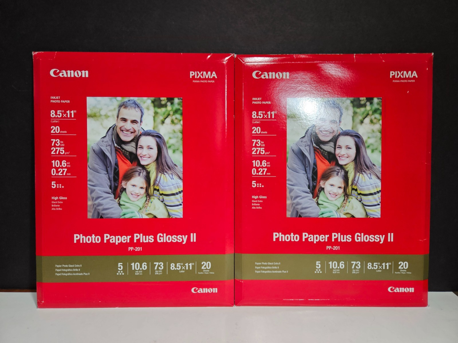 Canon 8.5/11 Pixma Photo Paper Plus Glossy II 20 Sheets PP-201 8.5″ x 11″ 2 Pacs