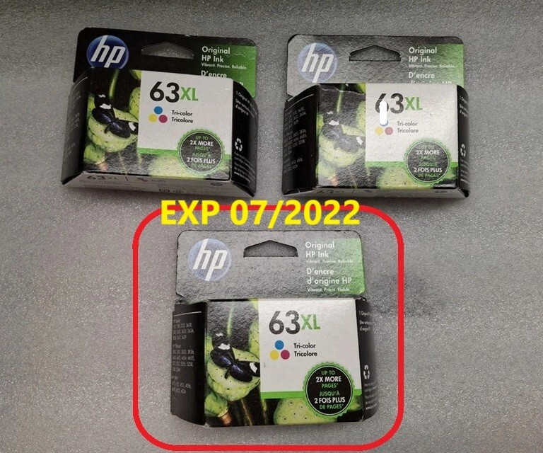 Exp. 07/2022 (1) One Genuine HP 63XL Tri Color Ink Cartridge NEW IN SEALED BOX