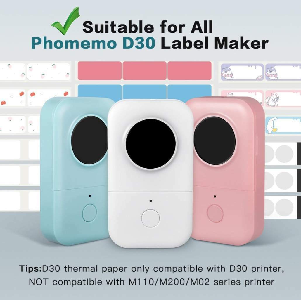 Phomemo 3 Rolls Circle White Square 12 x 40 mm Self-Adhesive Thermal Labels