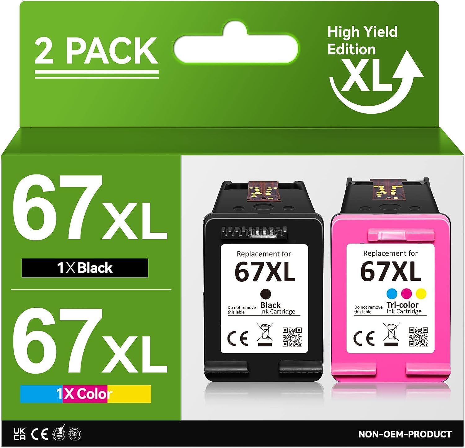 67XL Ink Cartridges for HP 67 XL Deskjet 2755e 4155 4158 Envy 6010 6055 Printer